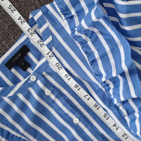 💙J. Crew💙 - Blue/White Stripe L/S Button Down w/Ruffle Detail - Picture 10 of 10
